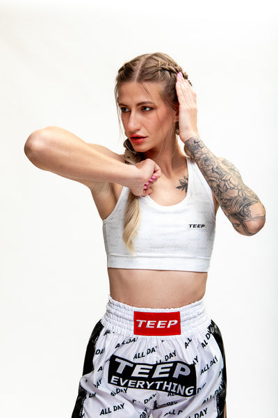 TEEP White Sports Bra - Muay Thai & Training Activewear 2026