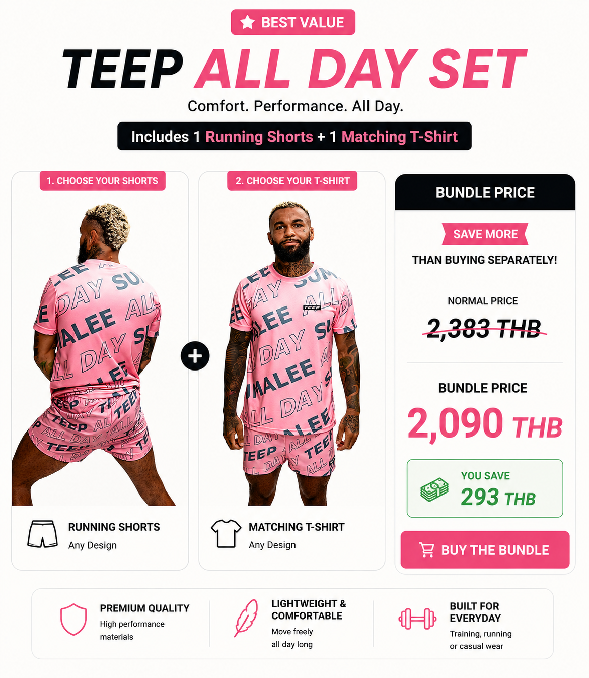 Men's Muay Thai Training Set - TEEP All Day Shorts and Top Online

