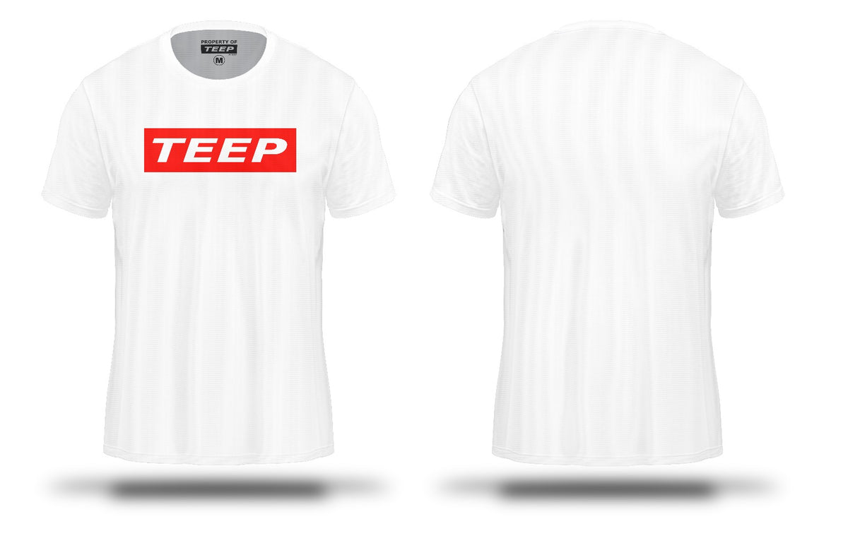 White Dry-Fit Training T-Shirt for Men - TEEP Short Sleeves Sports Top

