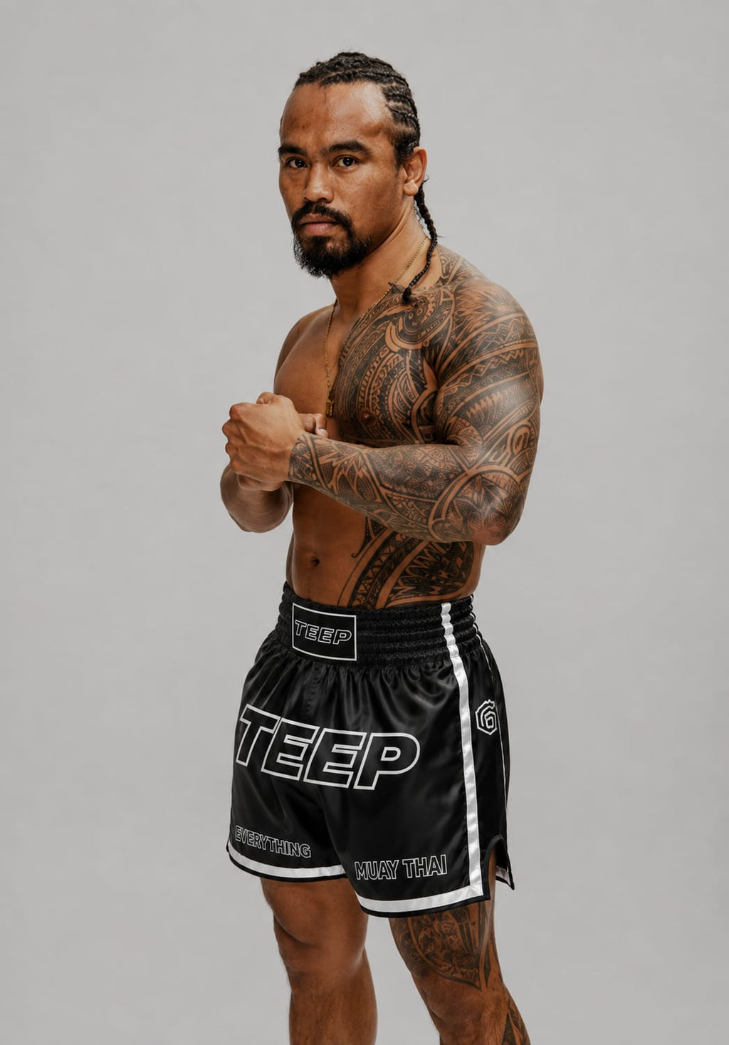 Black Muay Thai Fighter Shorts - Limited Edition TEEP Printed Shorts

