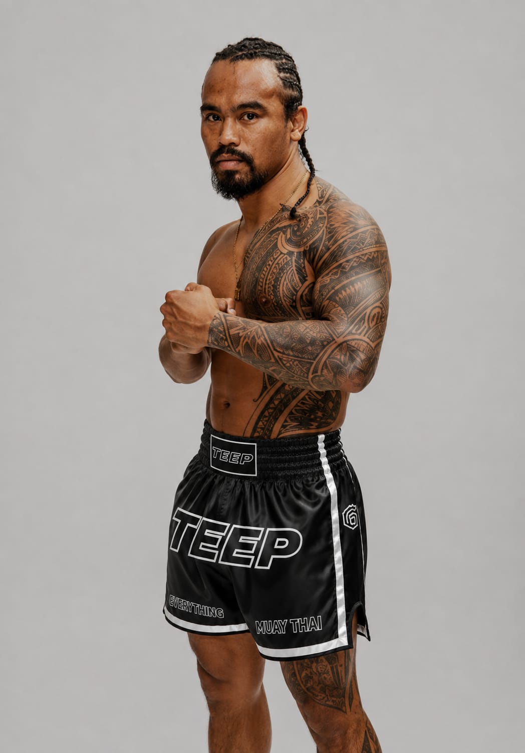 Black Muay Thai Fighter Shorts - Limited Edition TEEP Printed Shorts

