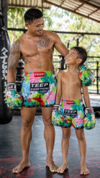 Kids Multi-Colour Muay Thai Shorts - TEEP Boxing Clothing Online

