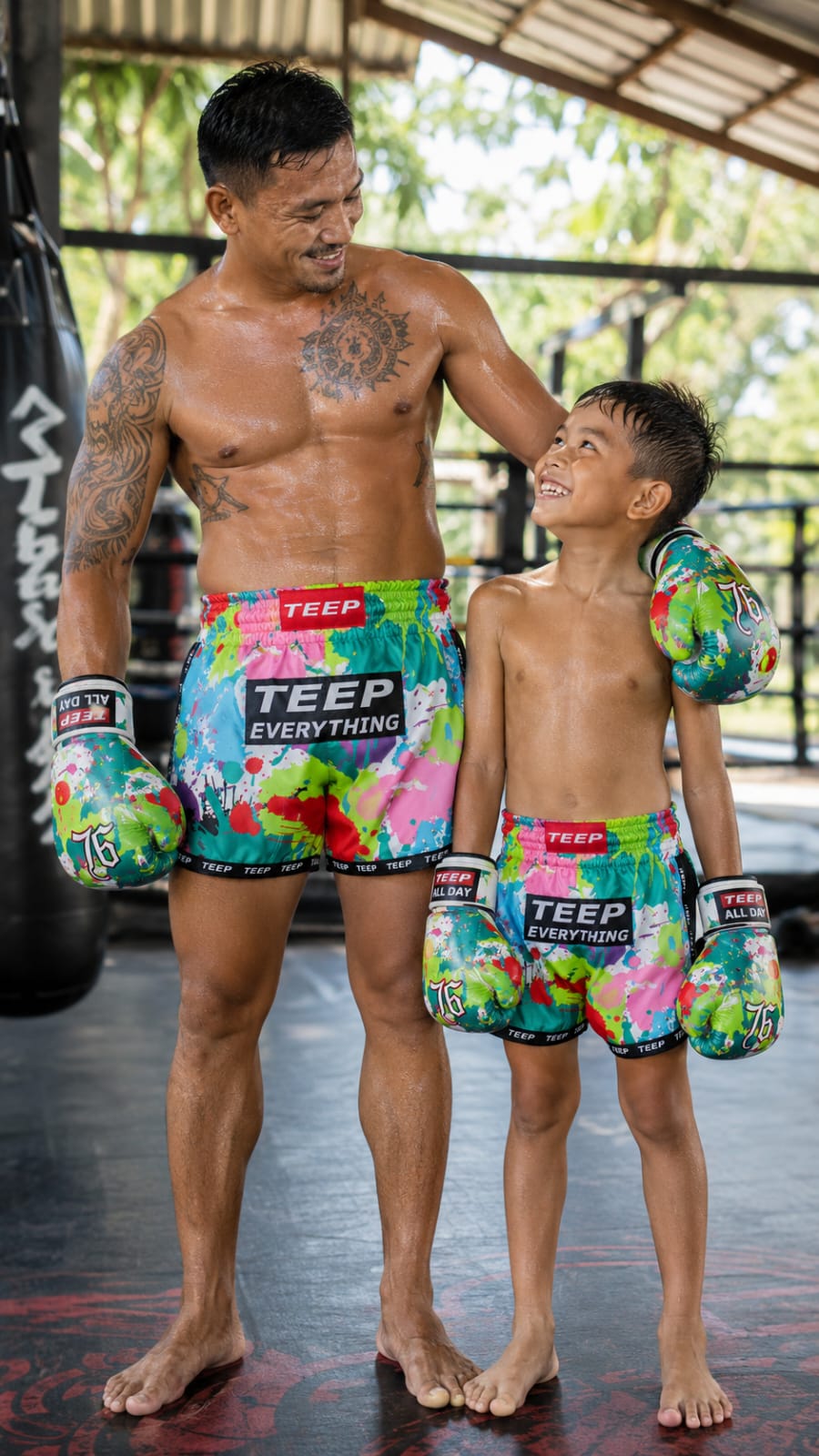 Kids Multi-Colour Muay Thai Shorts - TEEP Boxing Clothing Online

