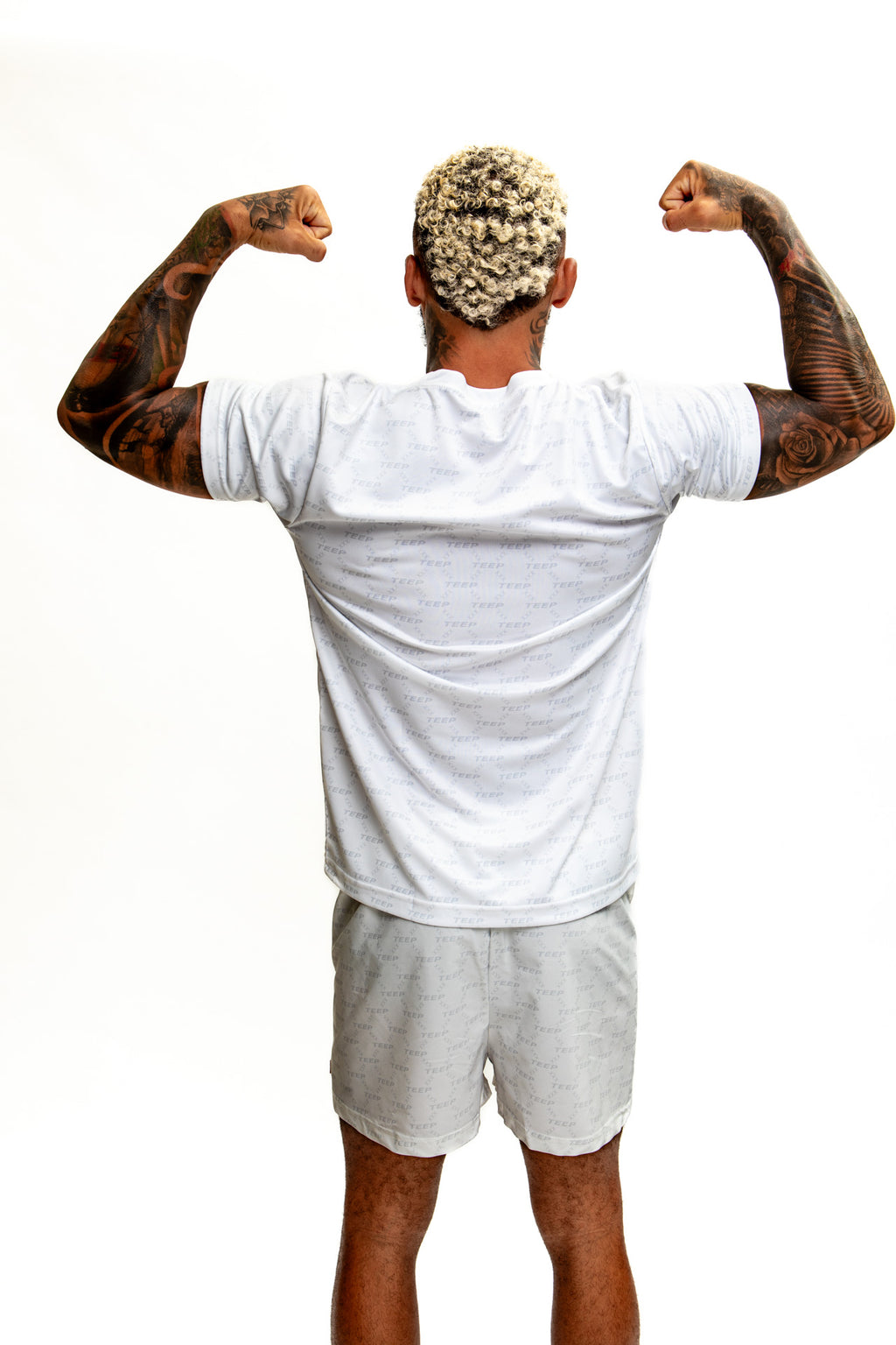 White TEEP Pattern Shorts - Muay Thai & Gym Training Outfit For Men's

