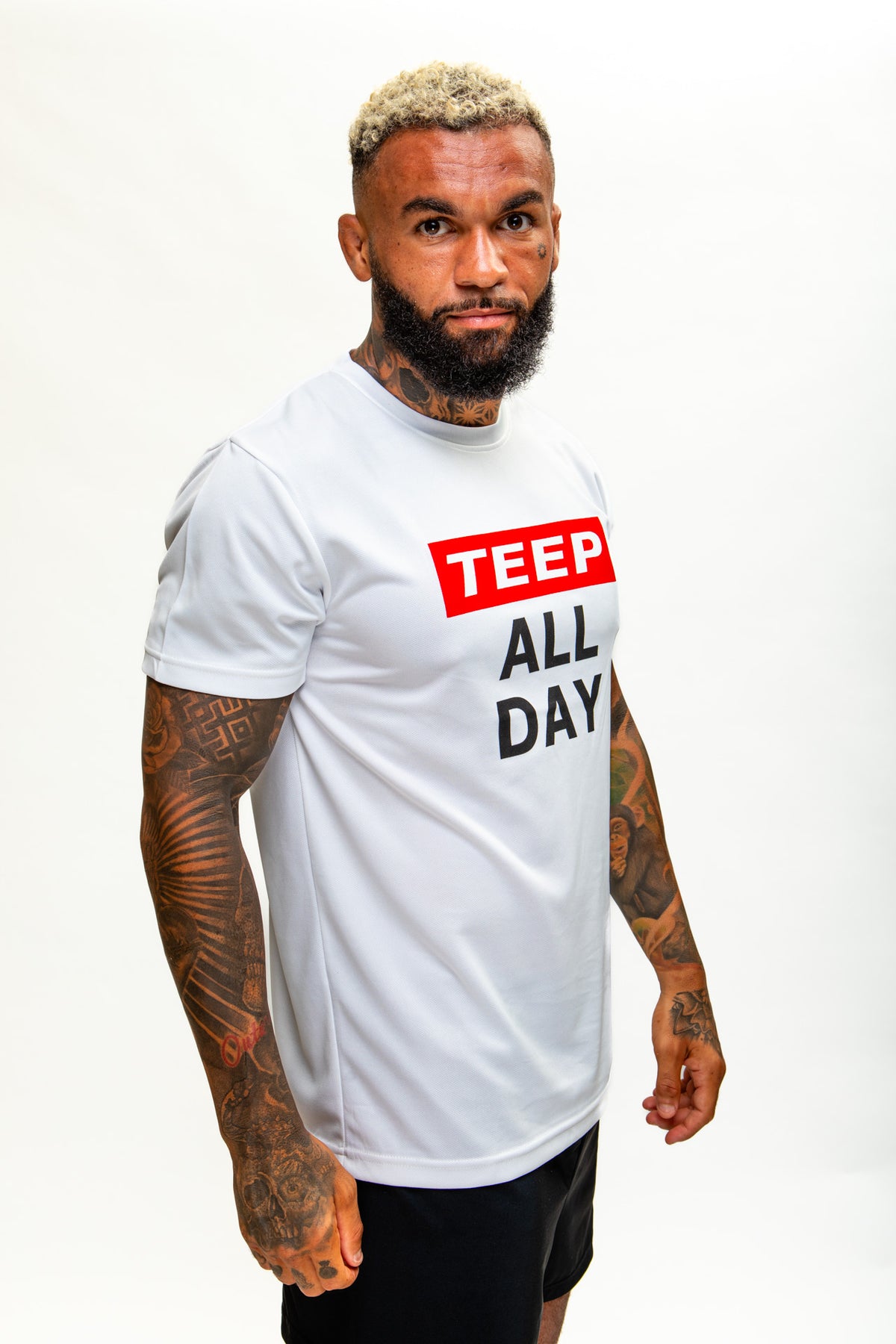 TEEP All Day Active Dry Fit T-Shirt - White Breathable Training Top

