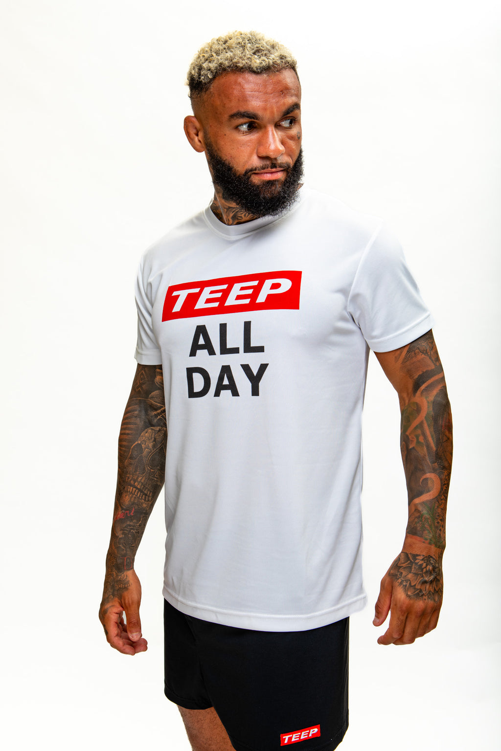 TEEP All Day Active Dry Fit T-Shirt - White Breathable Training Top

