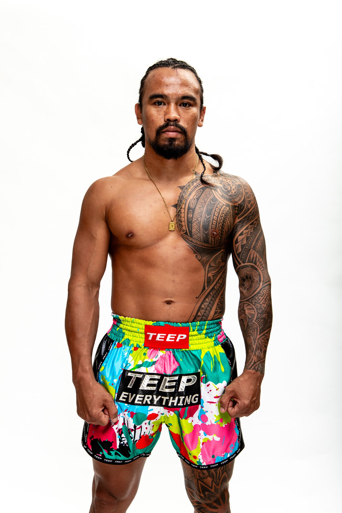 TEEP multicolour Muay Thai shorts – front view