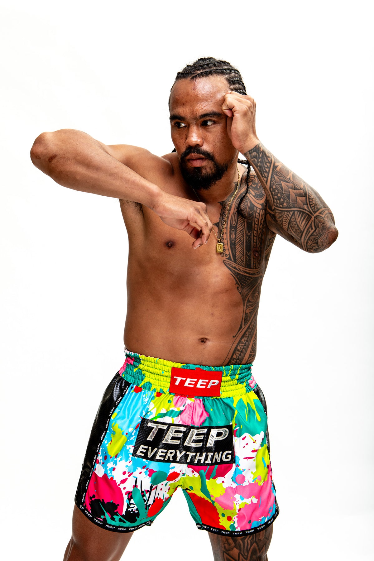 TEEP multicolour Muay Thai shorts – front view