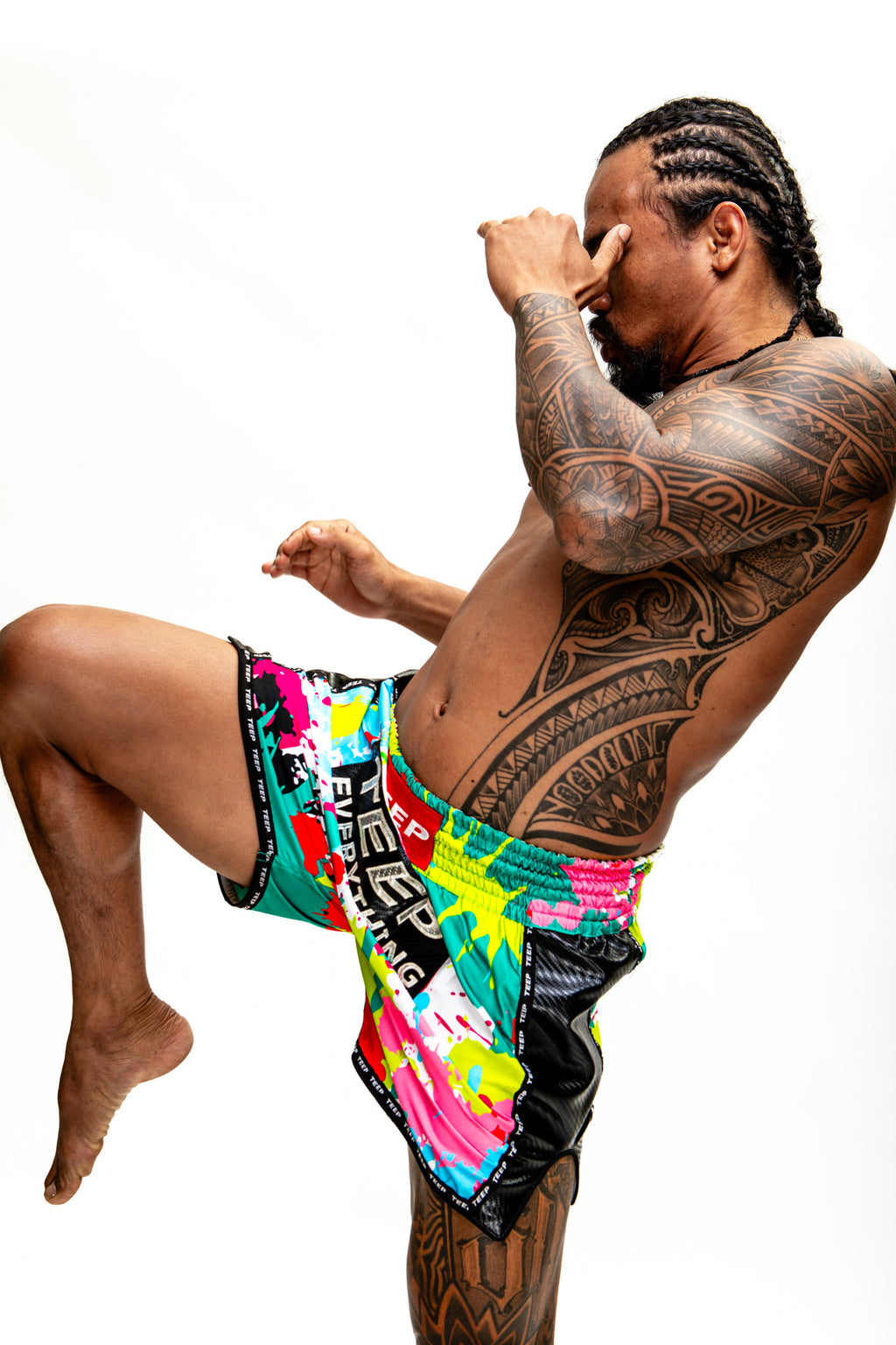 TEEP multicolour Muay Thai shorts – side view