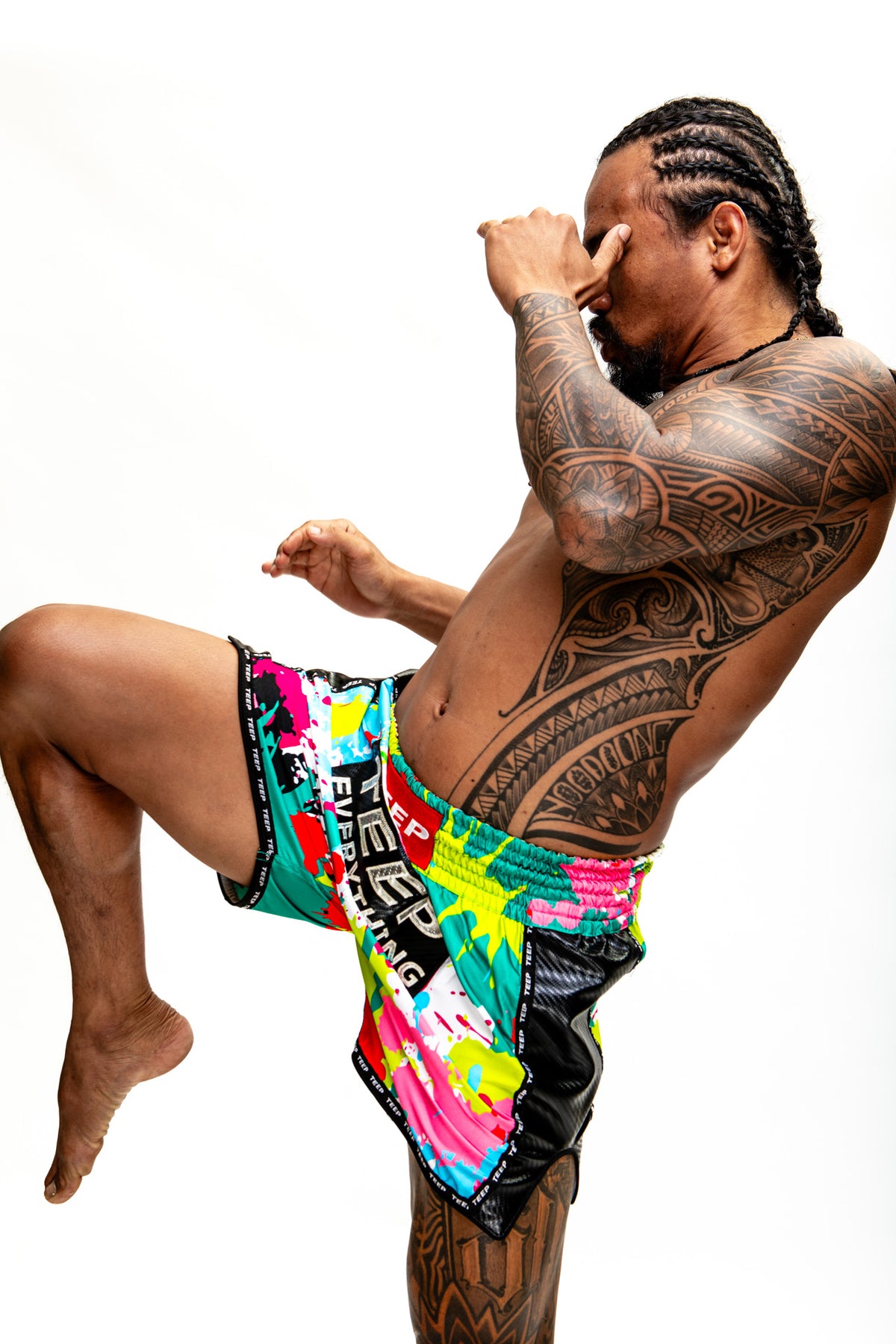 TEEP multicolour Muay Thai shorts – side view