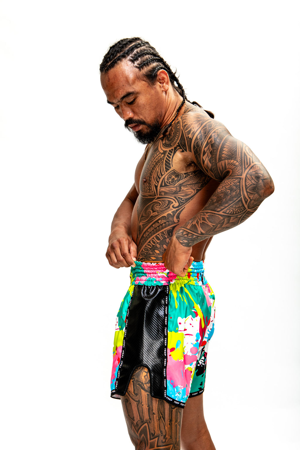 TEEP multicolour Muay Thai shorts – side view
