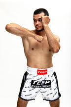 Teep Everything White Thai boxing shorts

