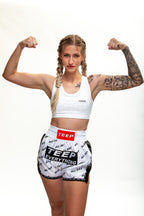 Teep Everything White Thai boxing shorts

